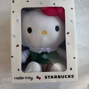 Starbucks Hello Kitty Plush with Red Bow and Green Apron